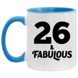 26th Birthday 26 & Fabulous - 11oz Accent Mug Blue