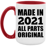 3rd Birthday Made in 2021 All Parts Original - 15oz Accent Mug Red