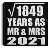 43rd Anniversary Square Root of 1849 Years As Mr & Mrs 2021 - Canvas Square