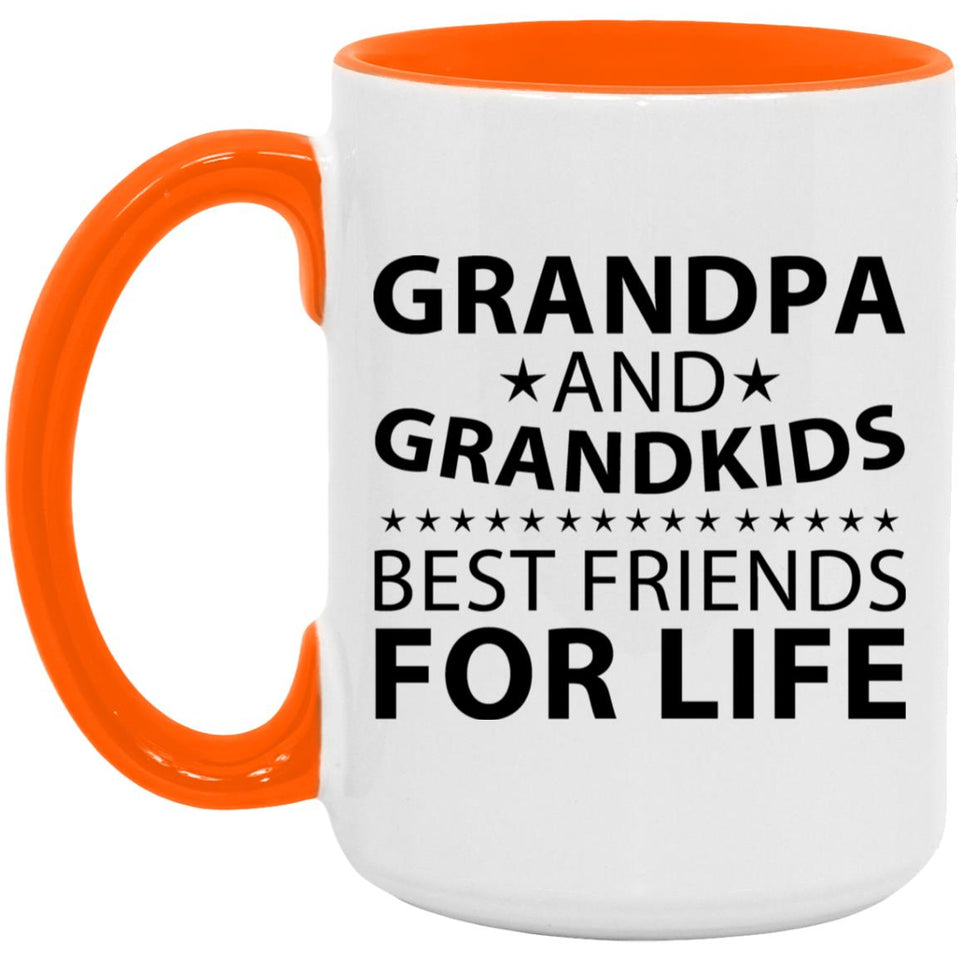 Grandpa and Grandkids, Best Friends For Life - 15oz Accent Mug Orange