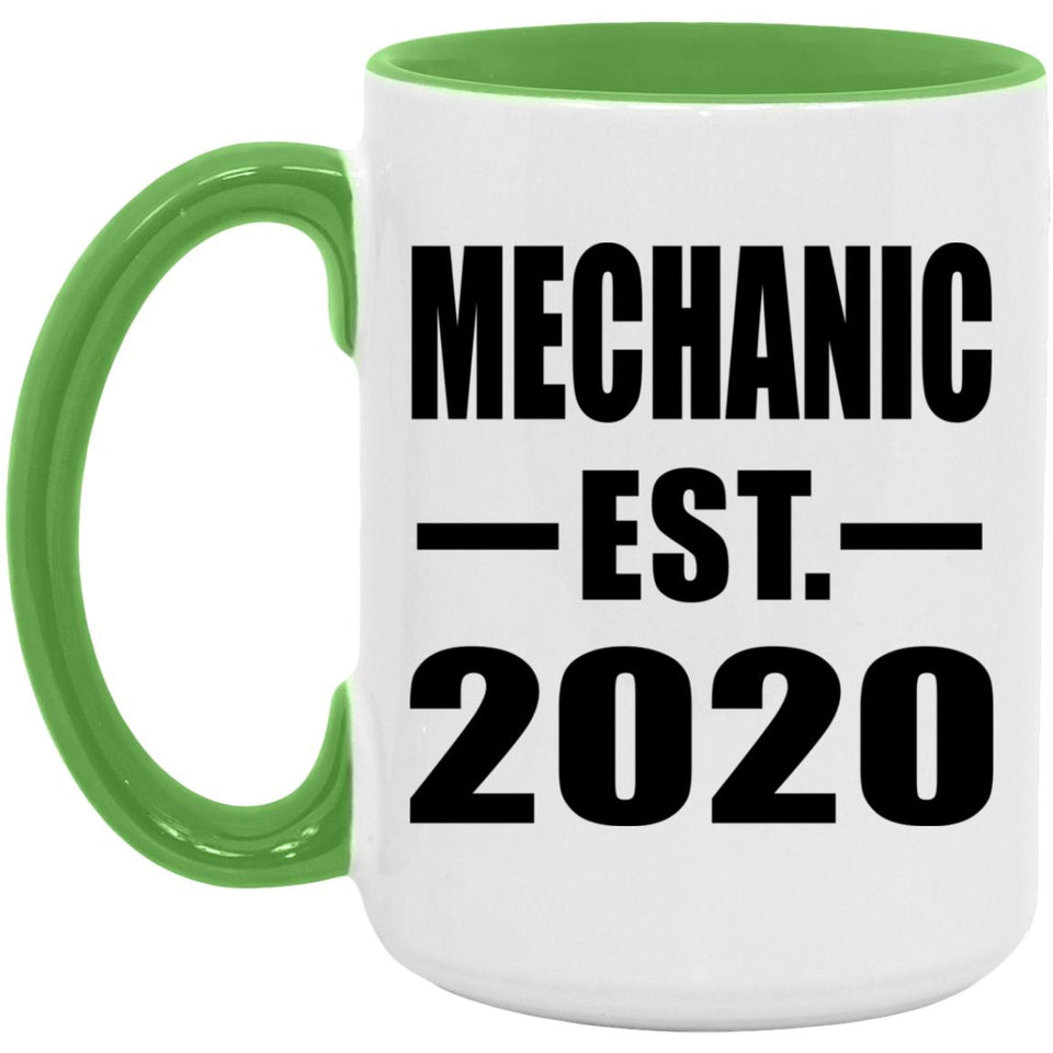 Mechanic Established EST. 2020 - 15oz Accent Mug Green