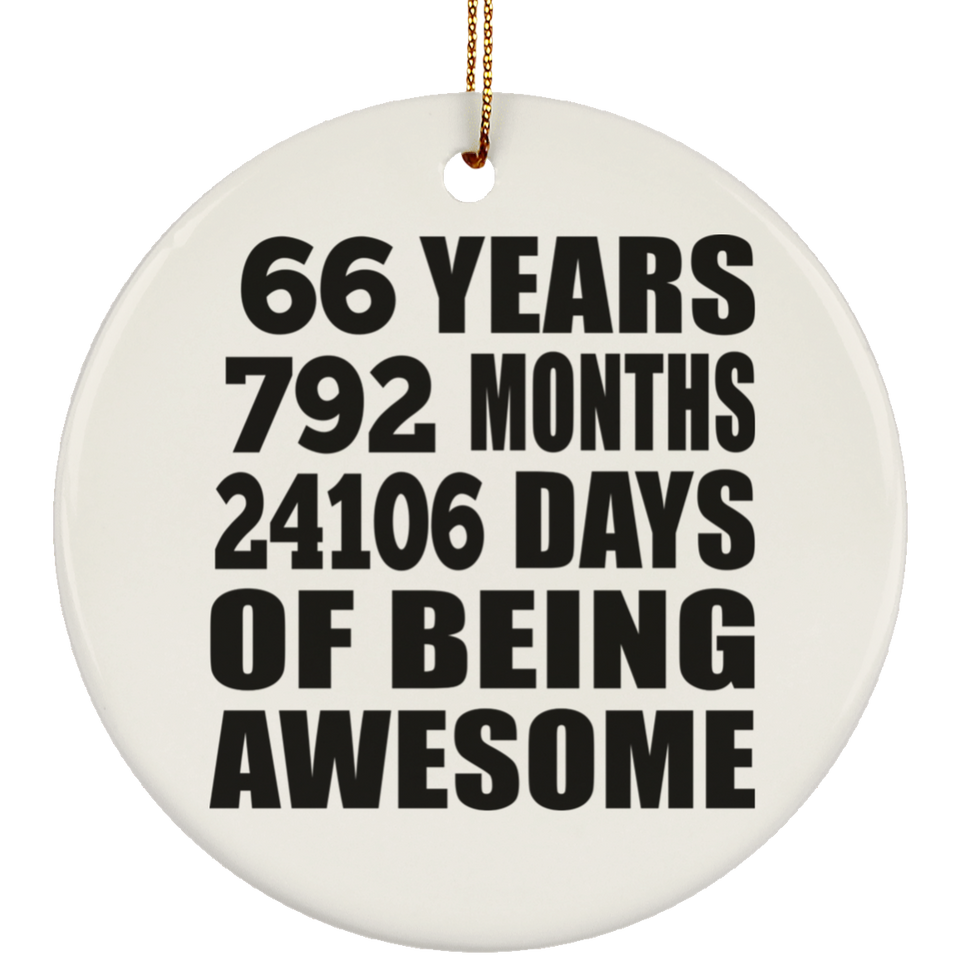 66th Birthday 66 Years 792 Months 24106 Days Of Awesome - Circle Ornament