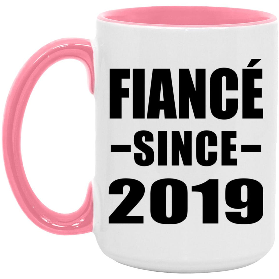 Fiance Since 2019 - 15oz Accent Mug Pink