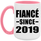Fiance Since 2019 - 15oz Accent Mug Pink