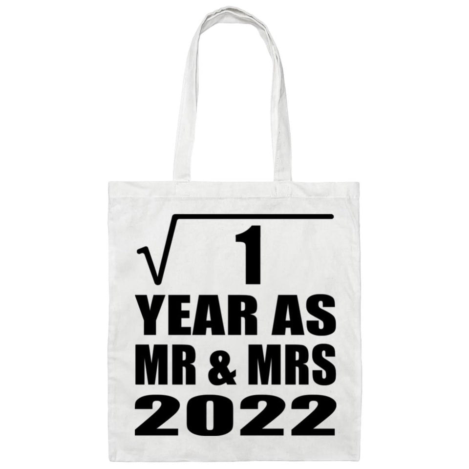 1st Anniversary Square Root of 1 Year As Mr & Mrs 2022 - Tote Bag White