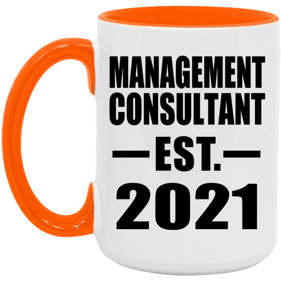 Management Consultant Established EST. 2021 - 15oz Accent Mug Orange