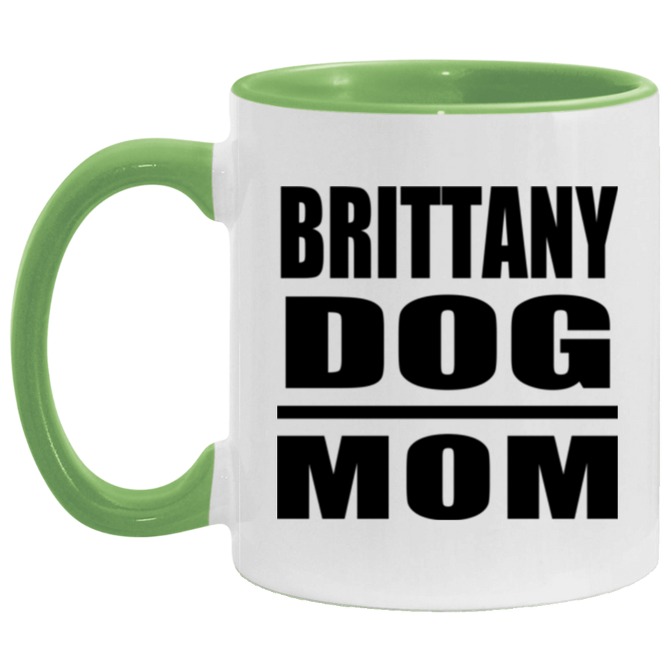 Brittany Dog Mom - 11oz Accent Mug Green