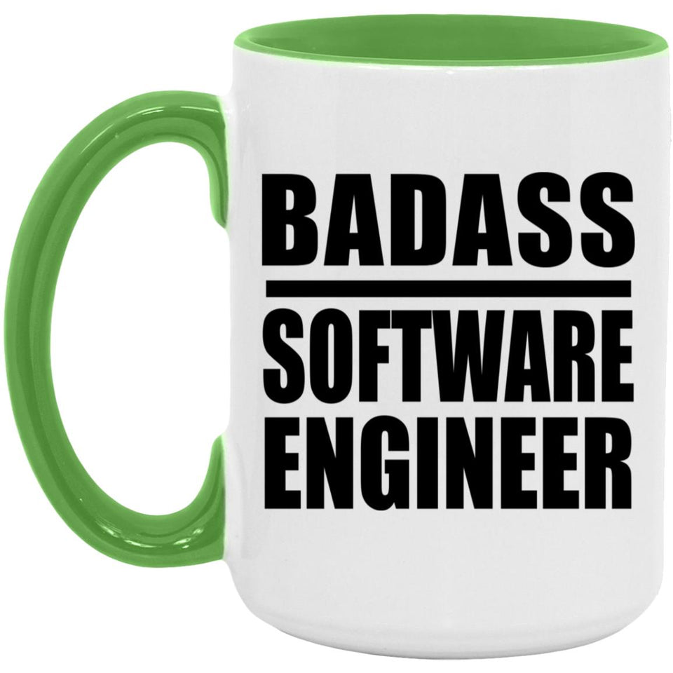 Badass Software Engineer - 15oz Accent Mug Green