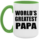 World's Greatest Papa (Grandpa) - 15oz Accent Mug Green
