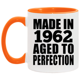 62nd Birthday Made In 1962 Aged to Perfection - 11oz Accent Mug Orange