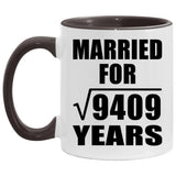97th Anniversary Married For Square Root of 9409 Years - 11oz Accent Mug Black