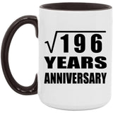 14th Anniversary Square Root of 196 Years Anniversary - 15oz Accent Mug Black