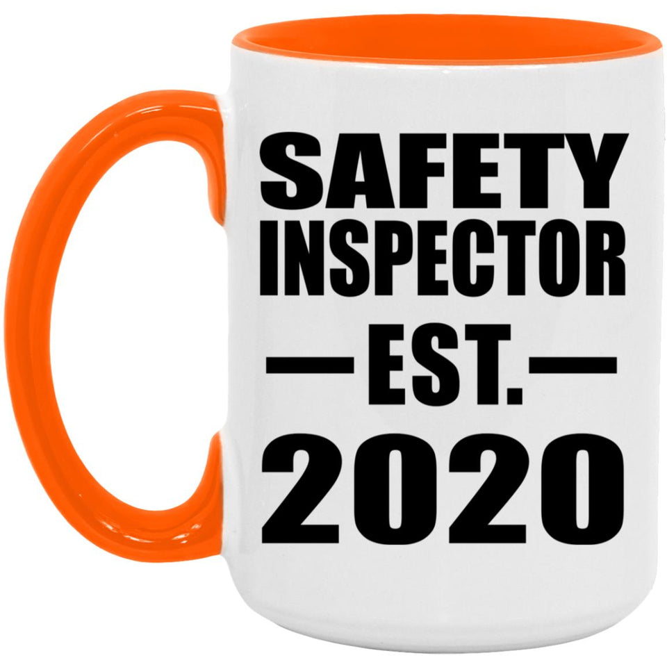 Safety Inspector Established EST. 2020 - 15oz Accent Mug Orange