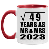 7th Anniversary Square Root of 49 Years As Mr & Mrs 2023 - 11oz Accent Mug Red