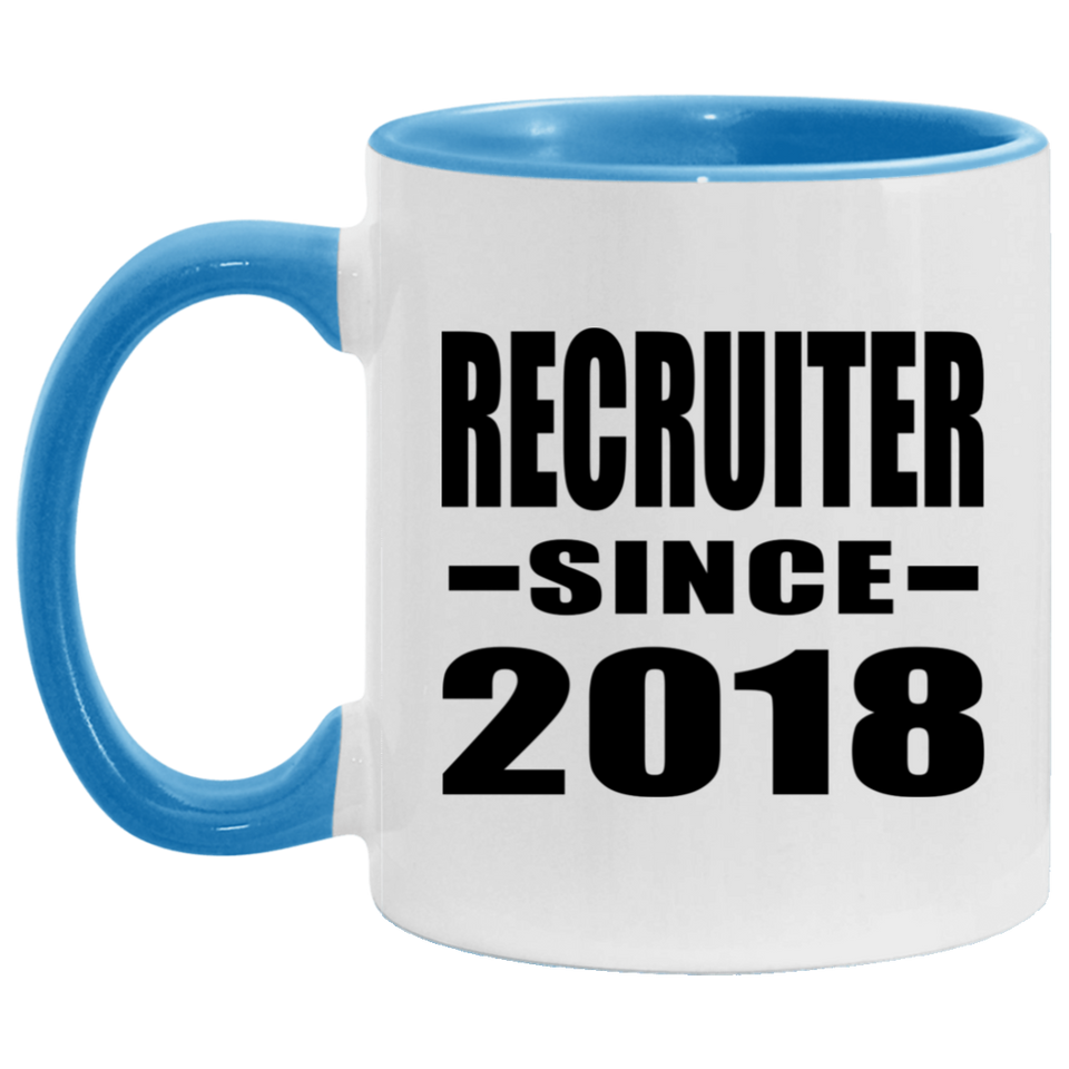 Recruiter Since 2018 - 11oz Accent Mug Blue