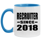 Recruiter Since 2018 - 11oz Accent Mug Blue