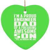 Proud Engineer Dad Of Awesome Son - Heart Ornament