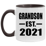 Grandson Established EST. 2021 - 11oz Accent Mug Black