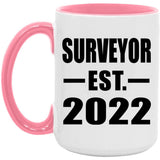 Surveyor Established EST. 2022 - 15oz Accent Mug Pink