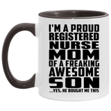 Proud Registered Nurse Mom Of Awesome Son - 11oz Accent Mug Black