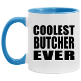 Coolest Butcher Ever - 11oz Accent Mug Blue