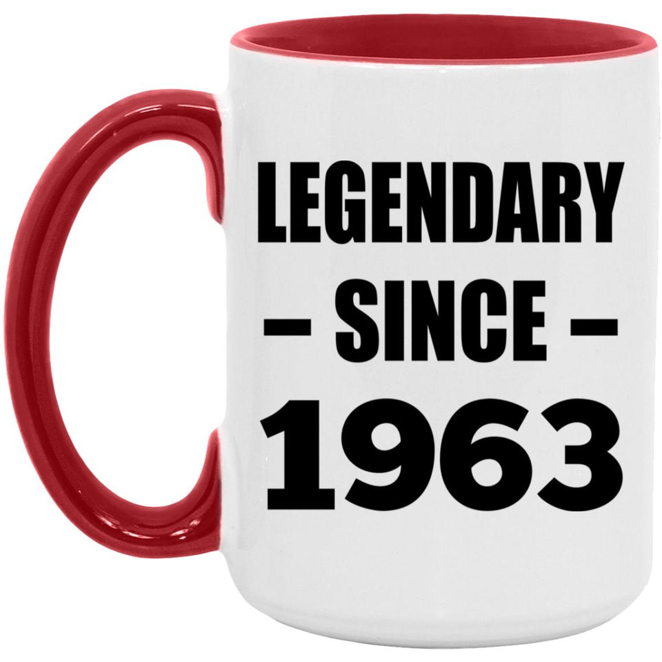 61st Birthday Legendary Since 1963 - 15oz Accent Mug Red