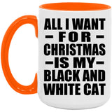 All I Want For Christmas Is My Black And White Cat - 15oz Accent Mug Orange