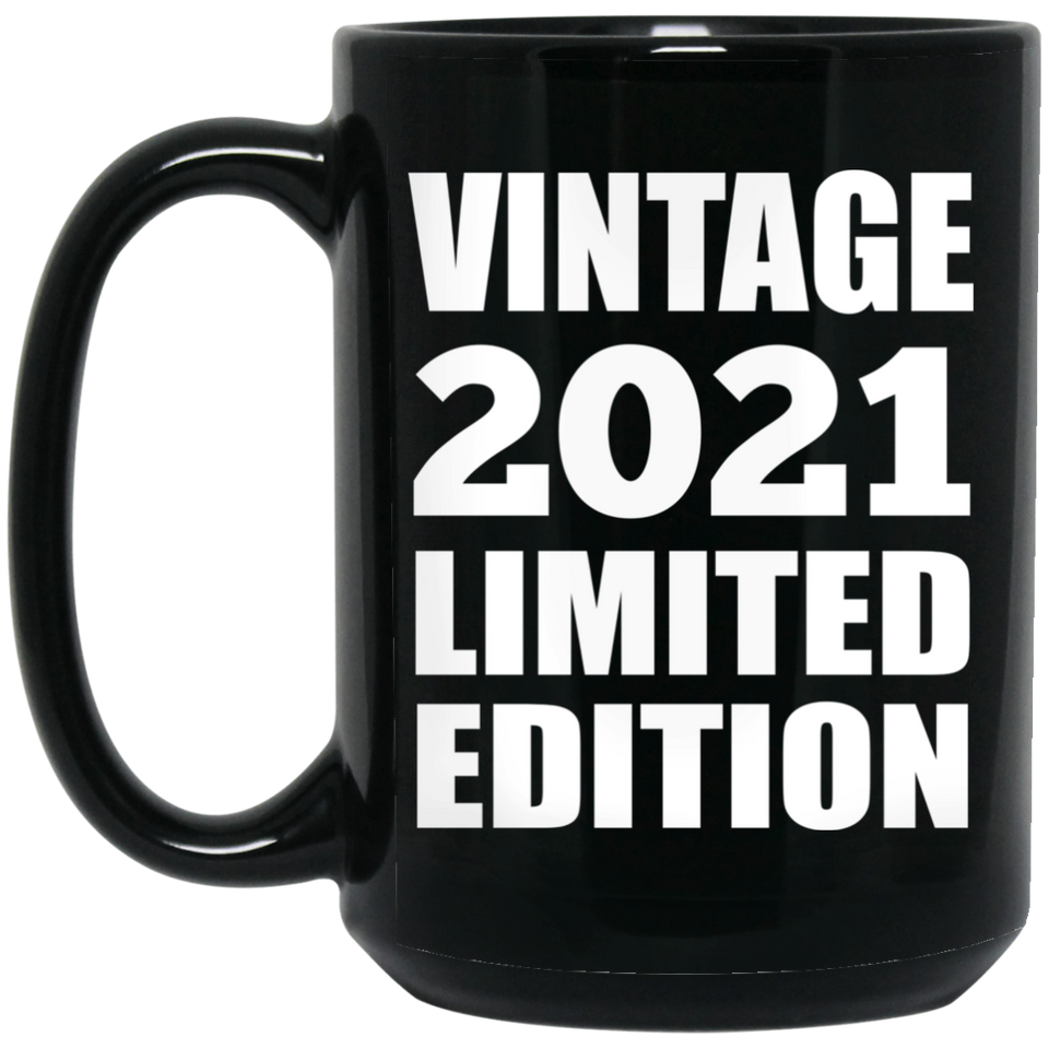 3rd Birthday Vintage 2021 Limited Edition - 15oz Coffee Mug Black
