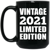 3rd Birthday Vintage 2021 Limited Edition - 15oz Coffee Mug Black