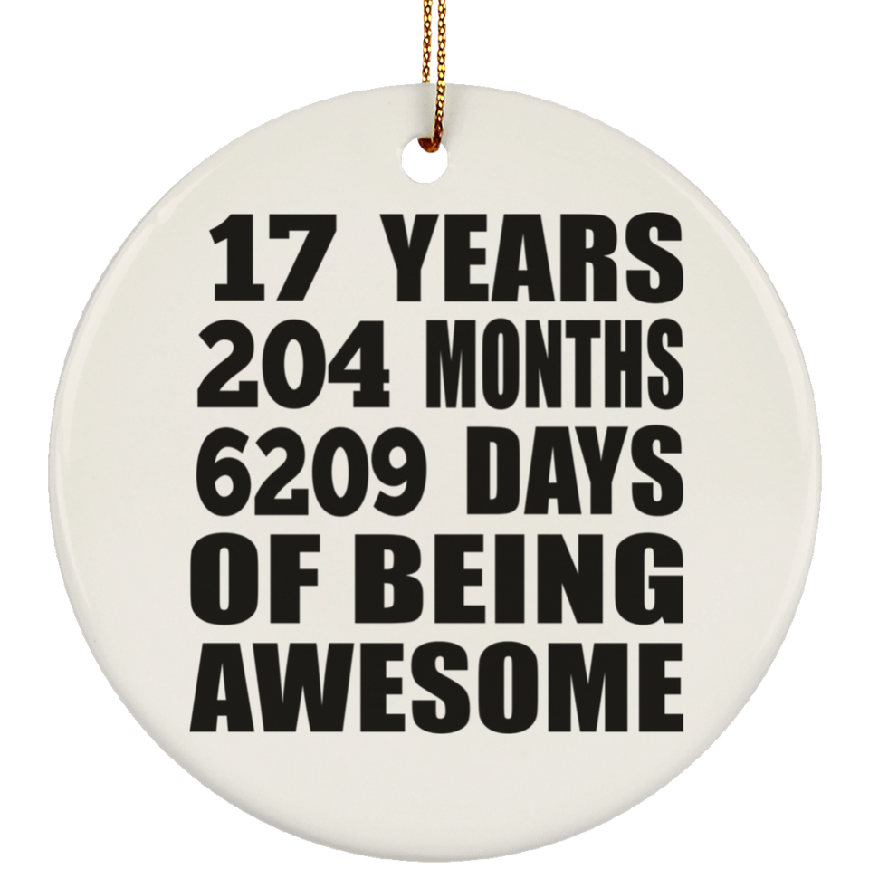 17th Birthday 17 Years 204 Months 6209 Days Of Awesome - Circle Ornament