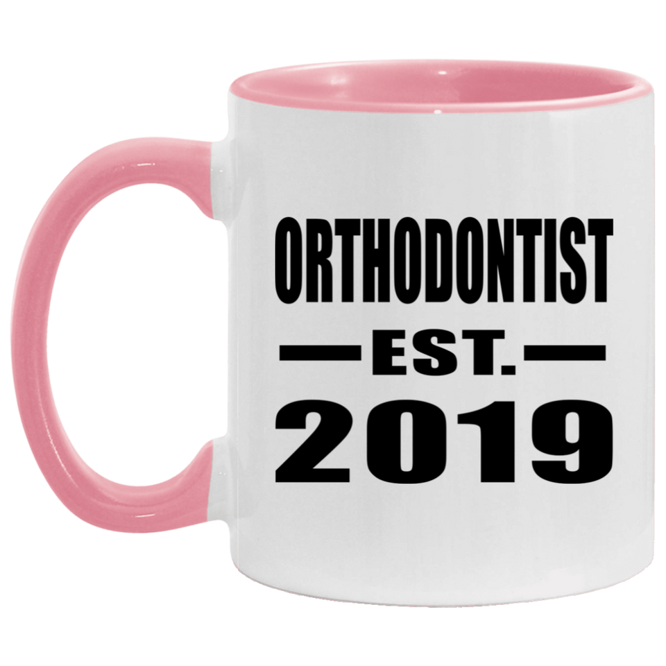 Orthodontist Established EST. 2019 - 11oz Accent Mug Pink