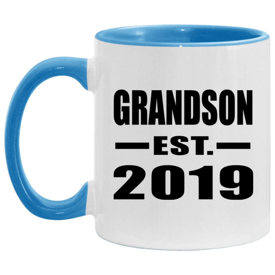 Grandson Established EST. 2019 - 11oz Accent Mug Blue