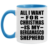 All I Want For Christmas Is My Bergamasco Shepherd - 11oz Accent Mug Blue