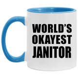 World's Okayest Janitor - 11oz Accent Mug Blue