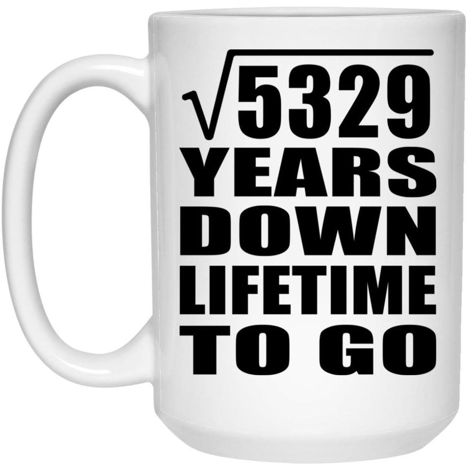 73rd Anniversary Square Root of 5329 Years Lifetime To Go - 15oz Coffee Mug