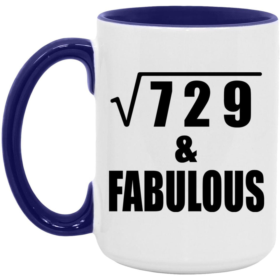 27th Birthday Square Root of 729 & Fabulous - 15oz Accent Mug Purple