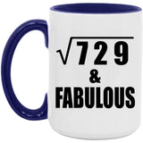 27th Birthday Square Root of 729 & Fabulous - 15oz Accent Mug Purple