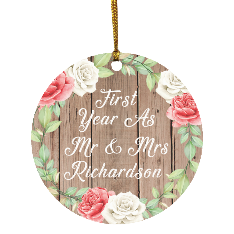 First Year As Mr & Mrs Richardson - Circle Ornament B