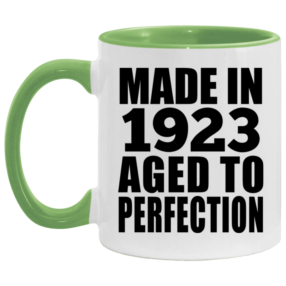 101st Birthday Made In 1923 Aged to Perfection - 11oz Accent Mug Green