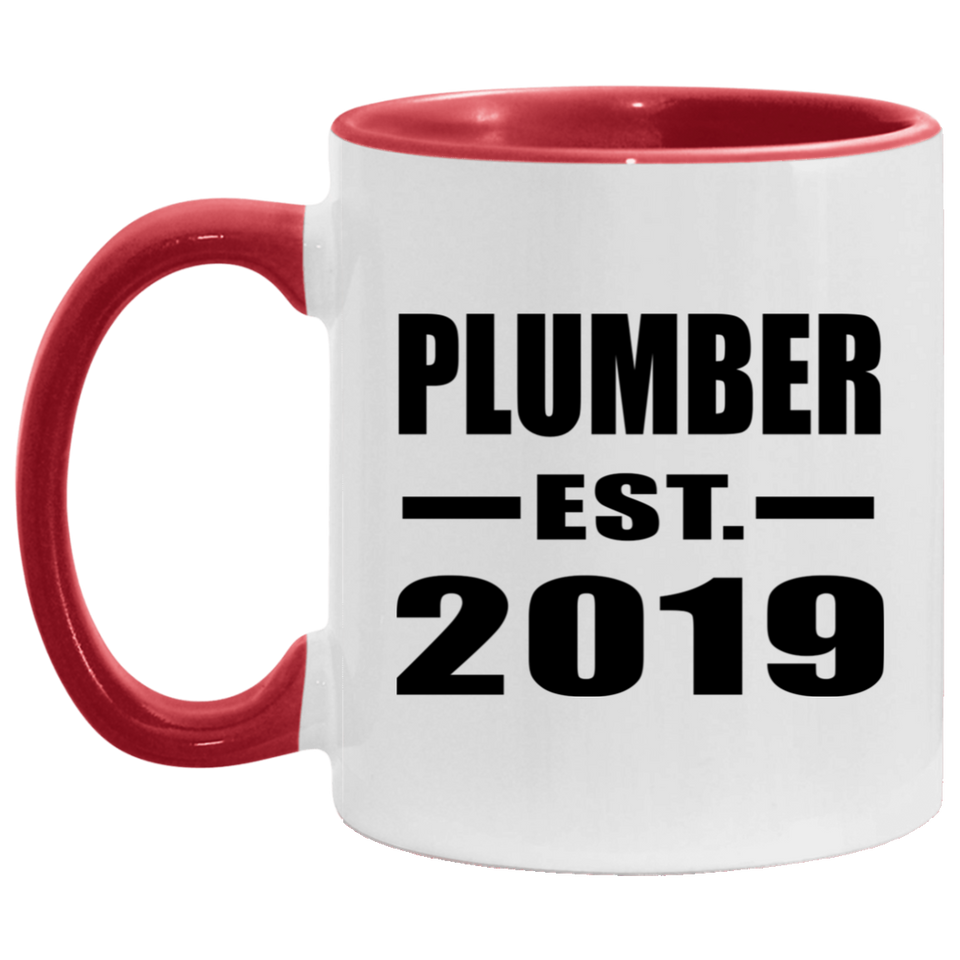 Plumber Established EST. 2019 - 11oz Accent Mug Red