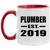 Plumber Established EST. 2019 - 11oz Accent Mug Red
