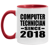 Computer Technician Since 2018 - 11oz Accent Mug Red