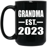Grandma Established EST. 2023 - 15oz Coffee Mug Black