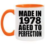 46th Birthday Made In 1978 Aged to Perfection - 11oz Accent Mug Orange