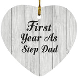 First Year As Step Dad - Heart Ornament F