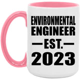 Environmental Engineer Established EST. 2023 - 15oz Accent Mug Pink