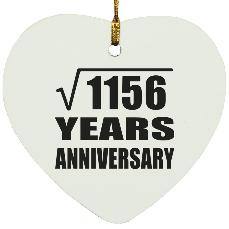 34th Anniversary Square Root of 1156 Years Anniversary - Heart Ornament