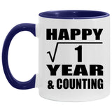 Happy 1st Anniversary Square Root of 1 Year & Counting - 11oz Accent Mug Purple