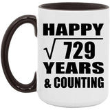 Happy 27th Anniversary Square Root of 729 Years & Counting - 15oz Accent Mug Black