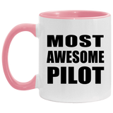 Most Awesome Pilot - 11oz Accent Mug Pink